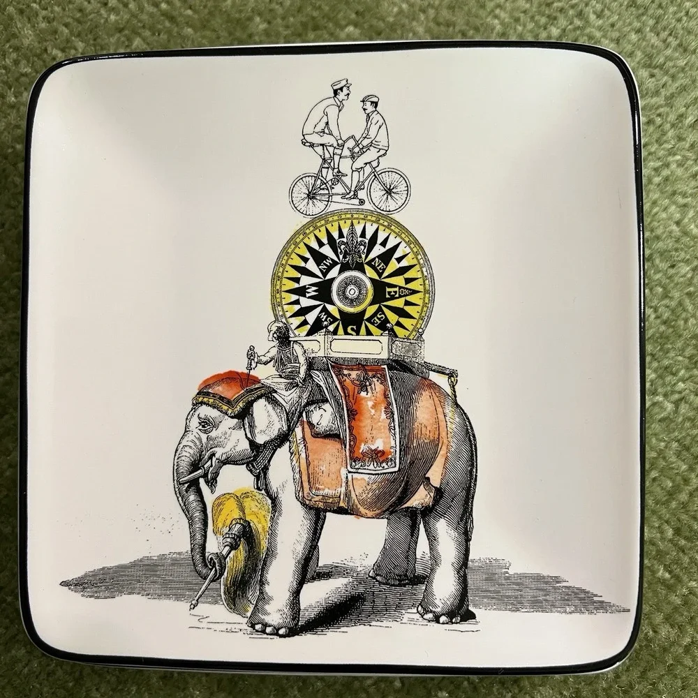 Pottery Barn Cirque Appetizers 6" Square Plates Set Of 4, Whimsical Design - Picture 8 of 9